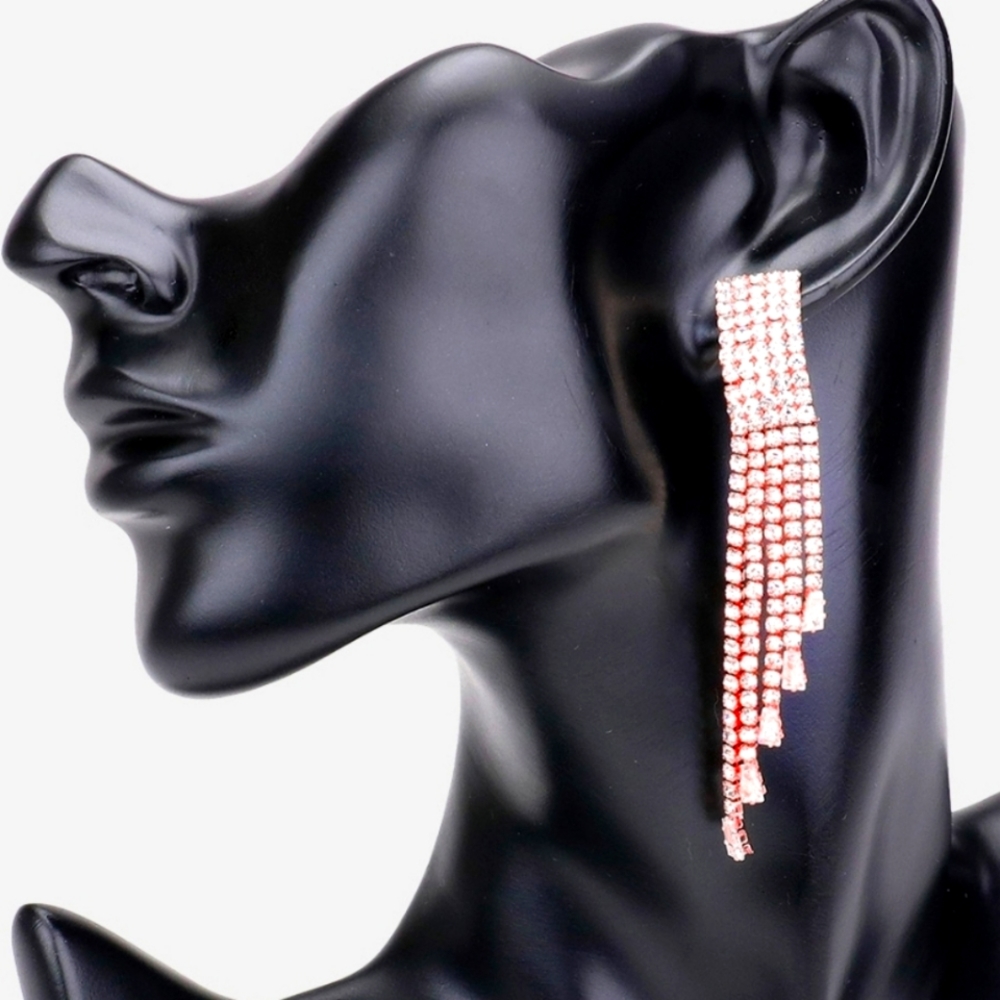 Rose Gold Fringe Dangle Earrings